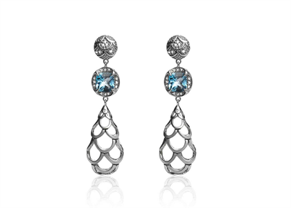 Silver Plated CZ Studded Gemstone Chandelier Earring